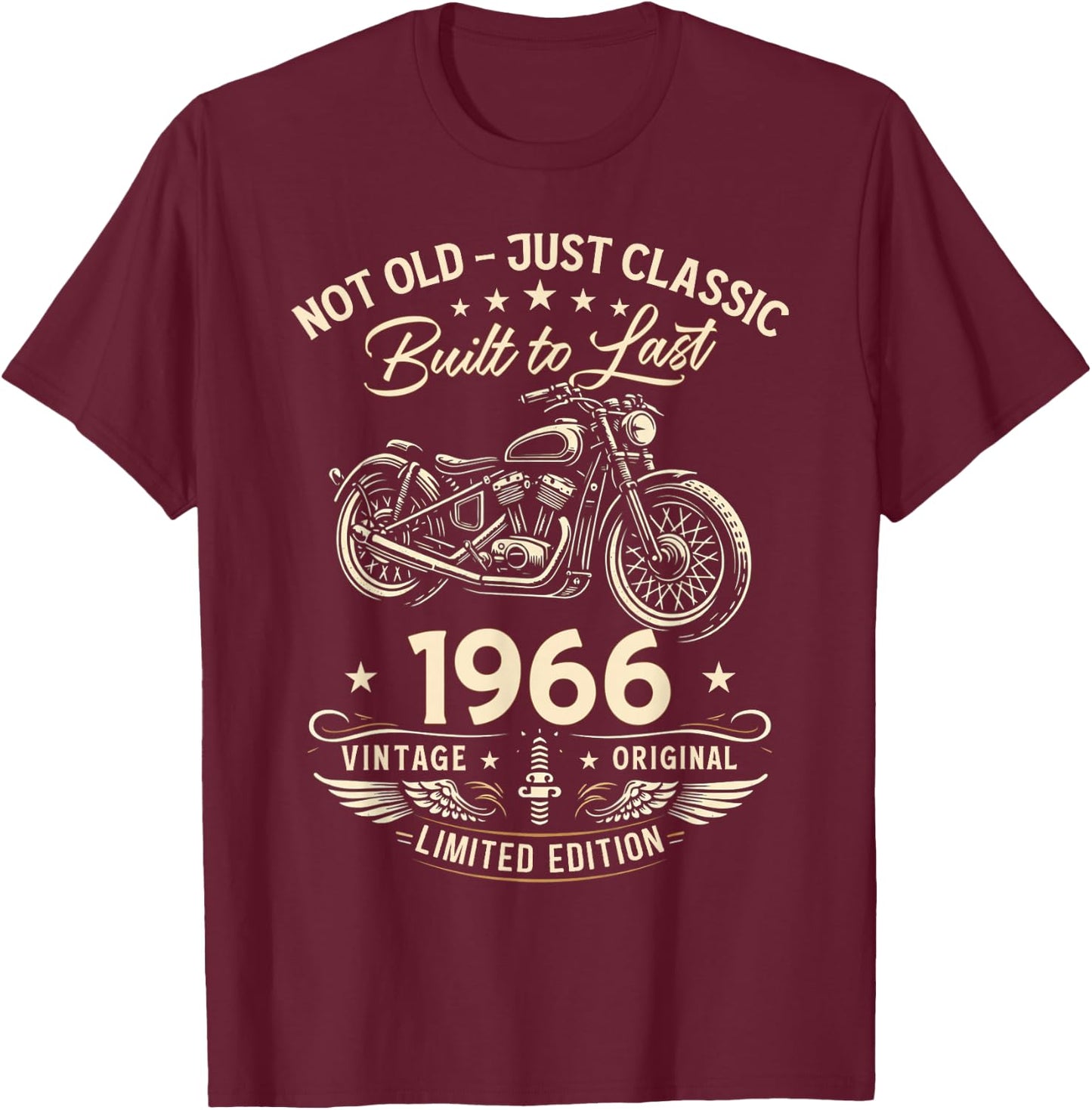 60. Geburtstag Mann Geschenk Motorrad Motorradfahrer 1966 T-Shirt - T-Shirt | Maroon
