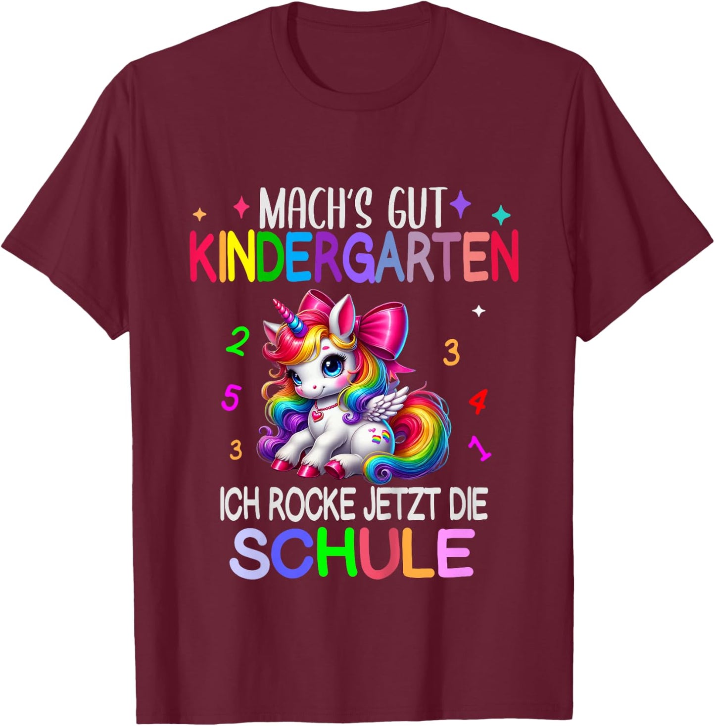 Kinder Ich Rocke jetzt die Schule Kita Abgänger Schulanfang Einhorn T-Shirt - T-Shirt | Maroon