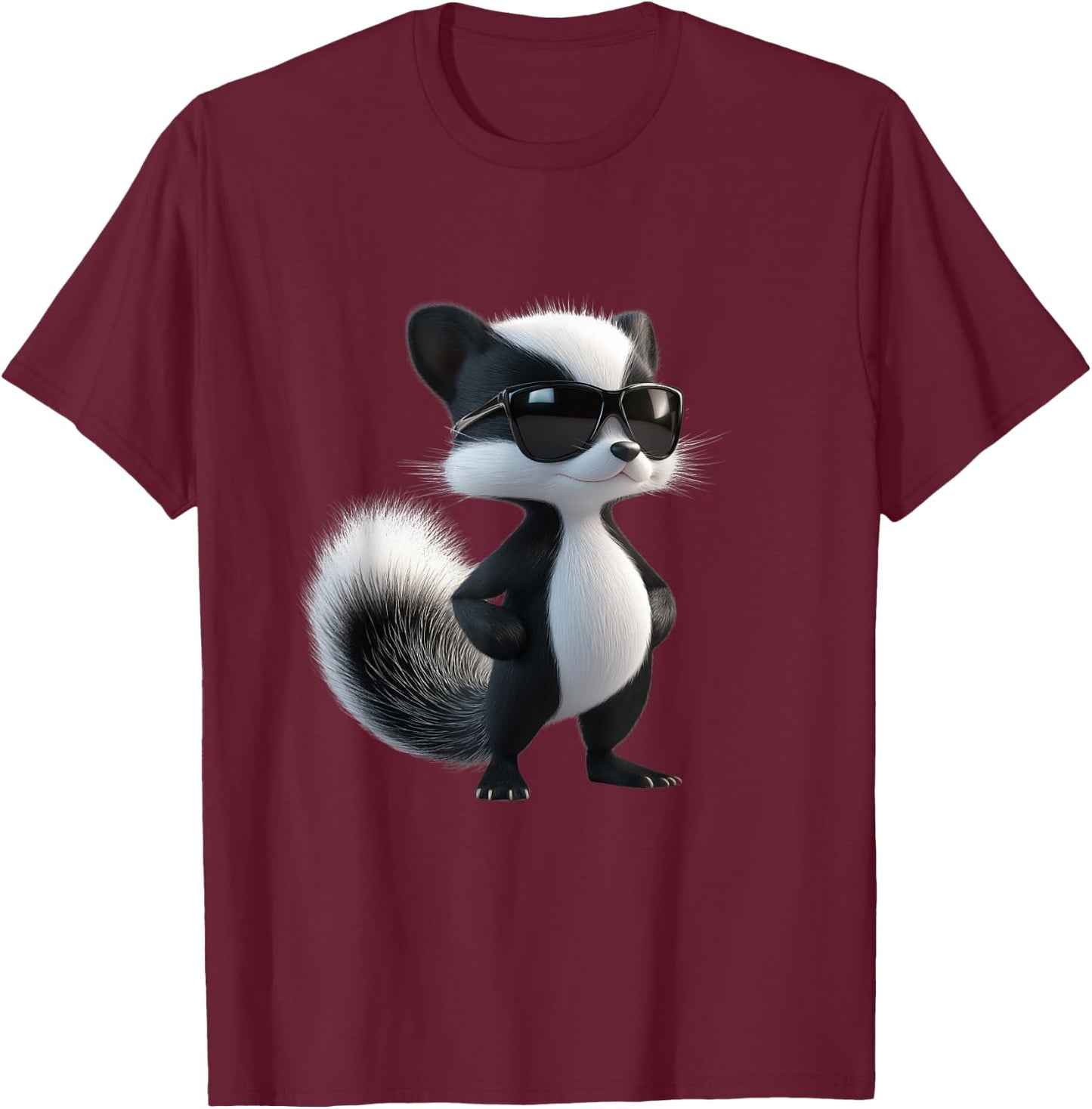 Skunk with Sunglasses - Funny Skunk , black T-Shirt - T-Shirt | Maroon