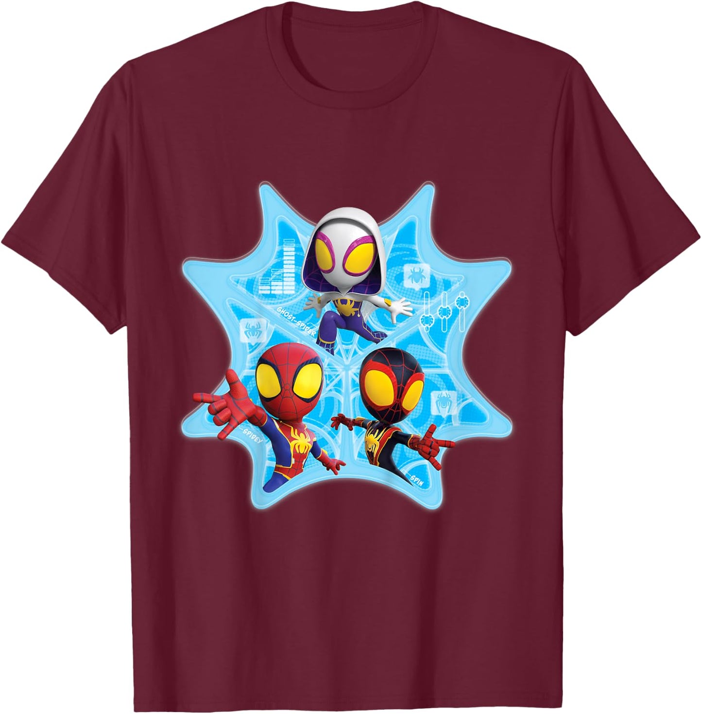 Kids Marvel Spidey and His Amazing Friends Web-Spinners Tech Web , Black, 2 T-Shirt - T-Shirt | Maroon