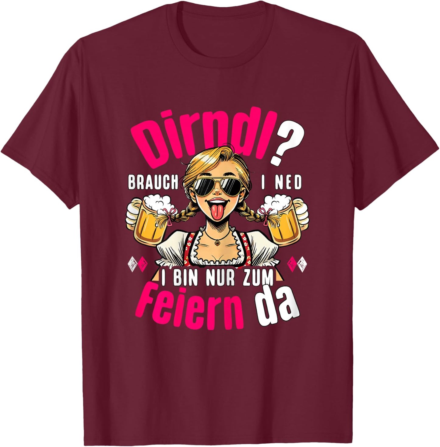 Suitable for Oktoberfest Outfit Women's Costume Shirt Costume T-Shirt - T-Shirt | Maroon