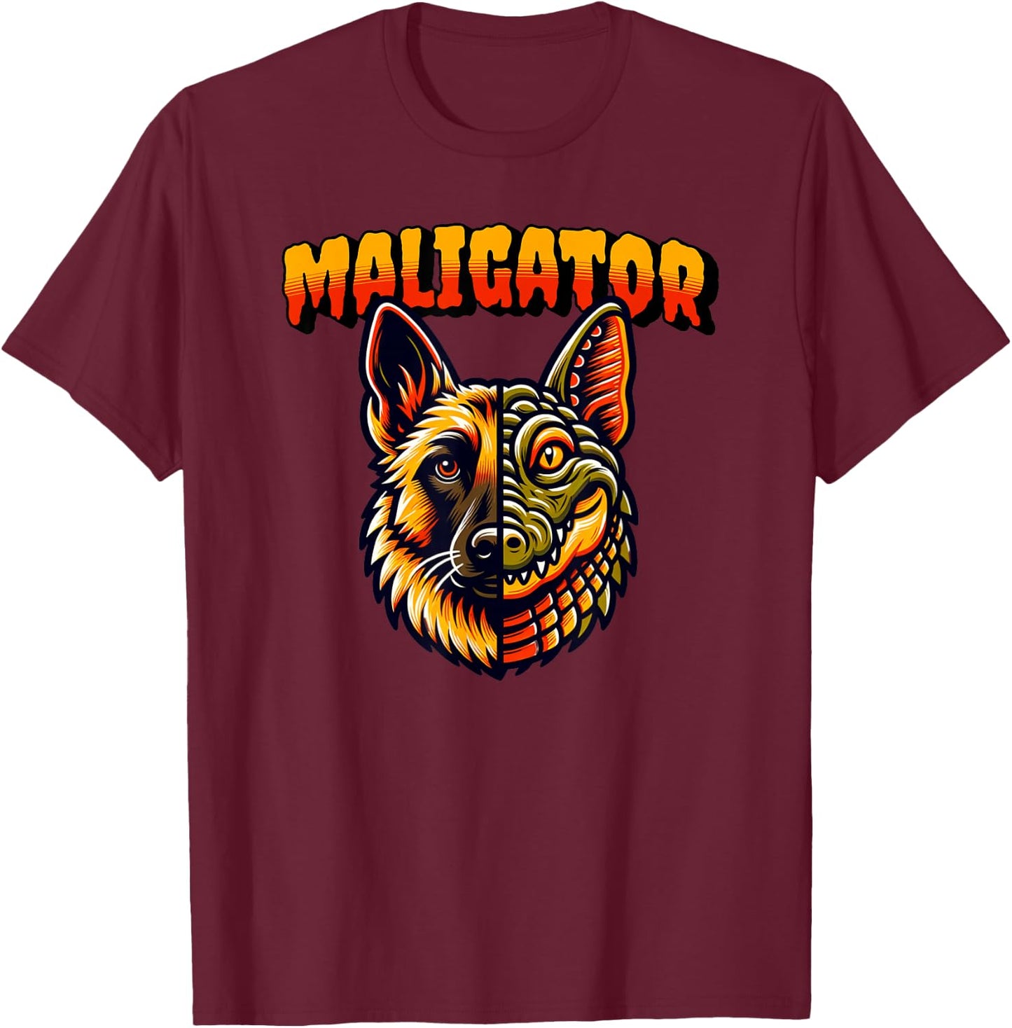Maligator, Belgian Malinois Alligator Mix T-Shirt - T-Shirt | Maroon