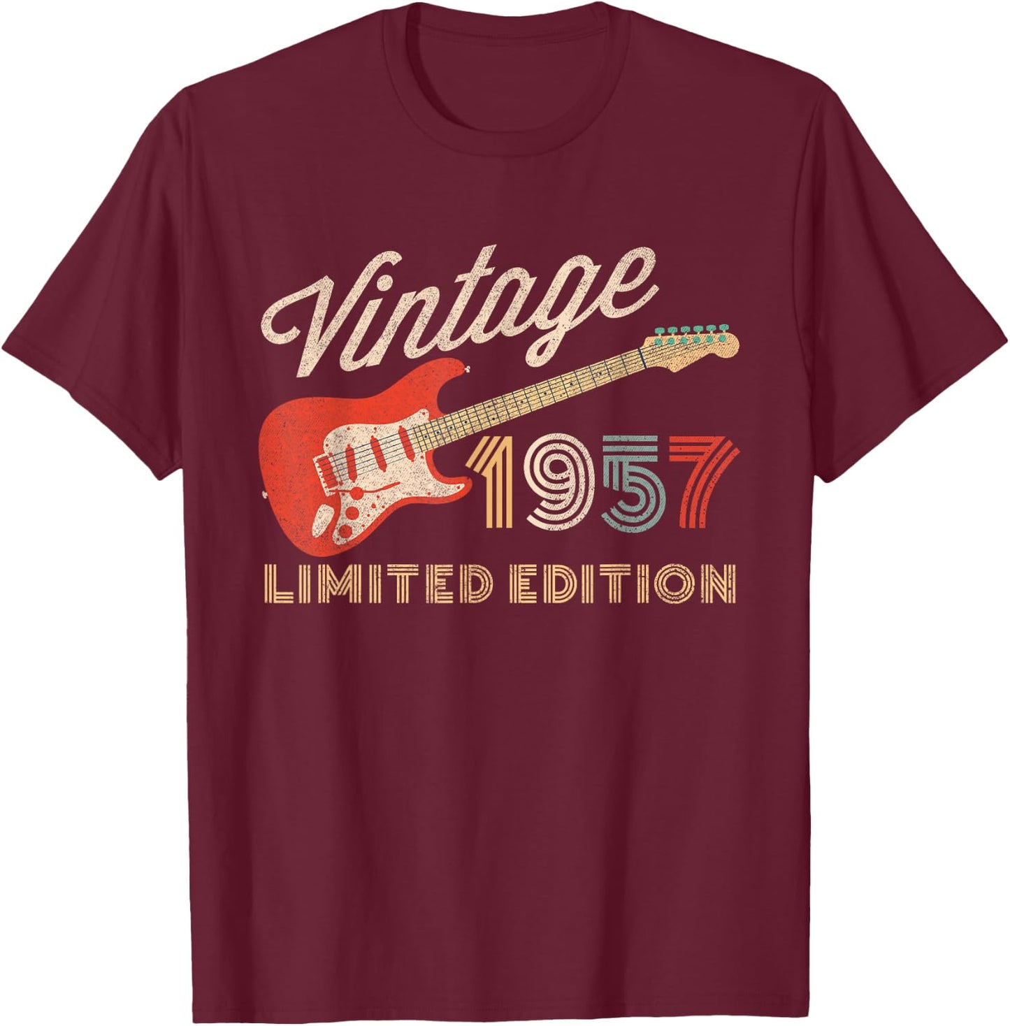 Vintage 1957 Limited Edition Gitarre Geburtsjahr Geburtstag T-Shirt - T-Shirt | Maroon