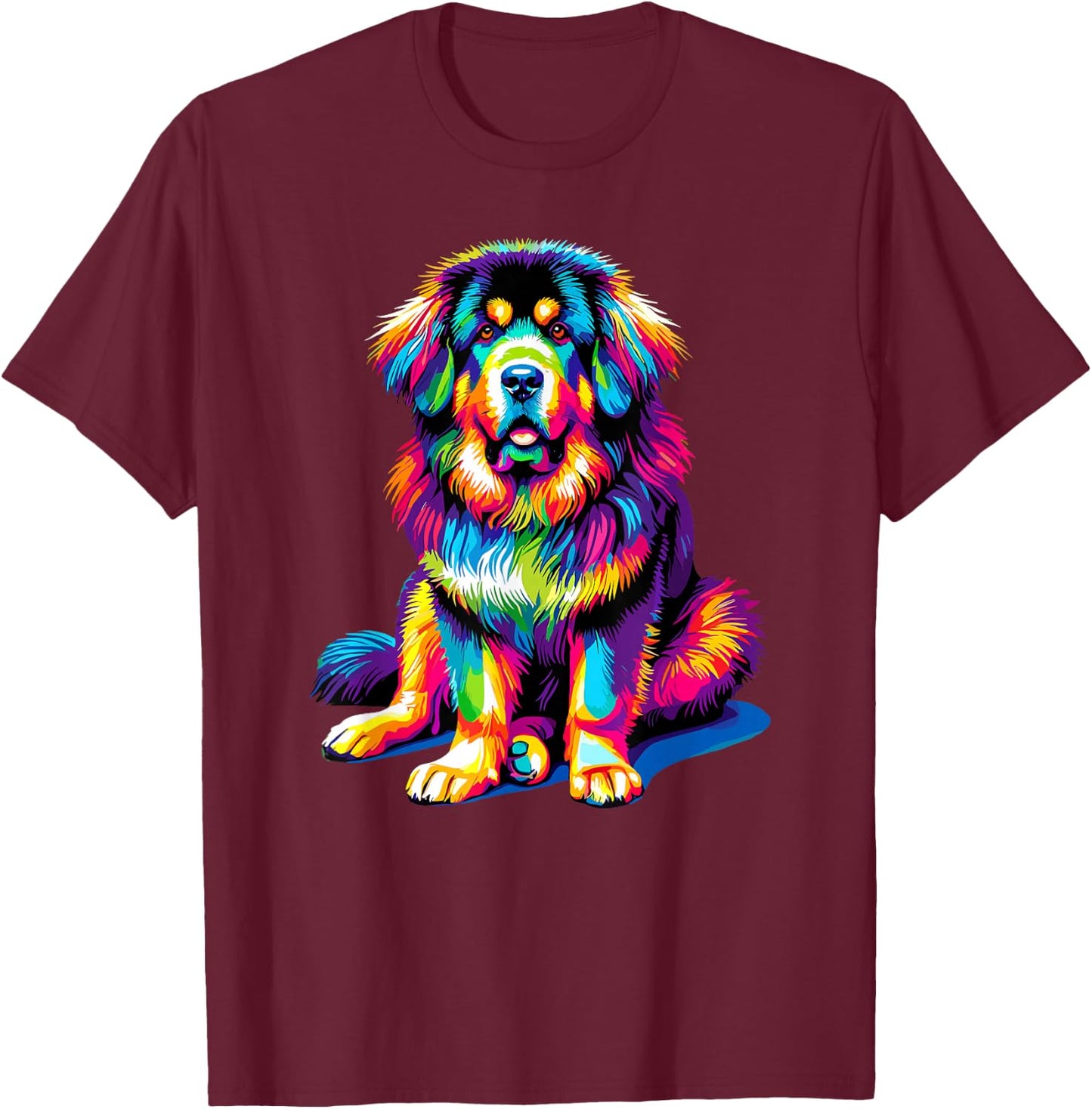 Colorful Tibetan Mastiff T-Shirt - T-Shirt | Maroon