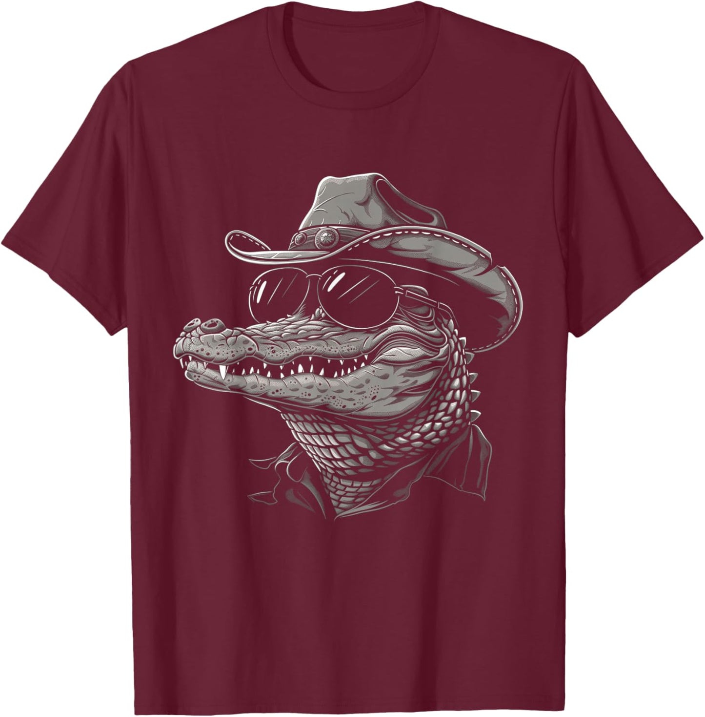 Alligator Cowboy Hat Gator Crocodile Reptile Lover Funny T-Shirt - T-Shirt | Maroon