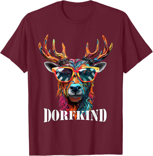 Dorfkind Deer Farmers & Farmer Gift Village Child , black T-Shirt - T-Shirt | Maroon