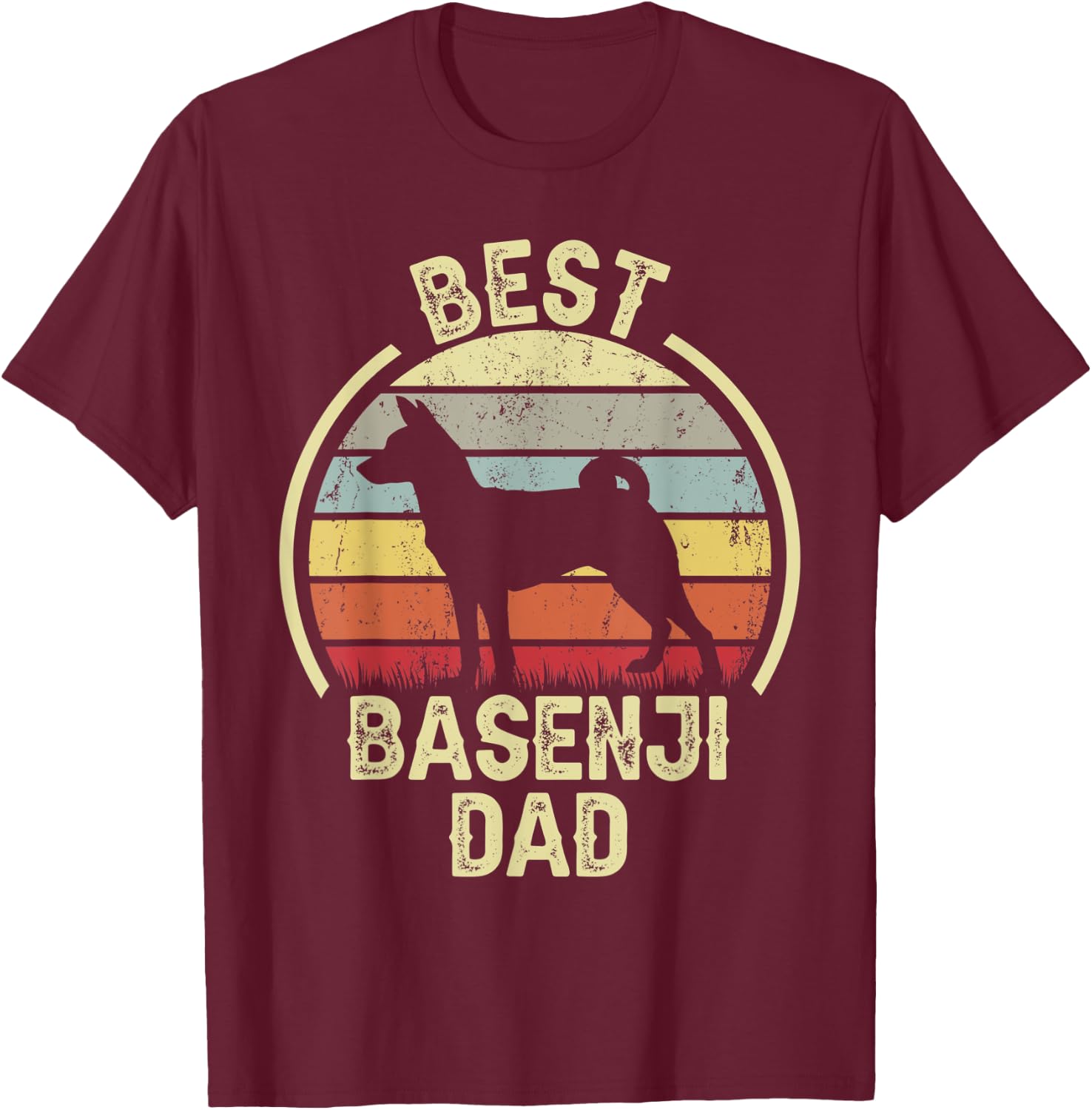 Best Dog Father Dad - Vintage Basenji T-Shirt - T-Shirt | Maroon