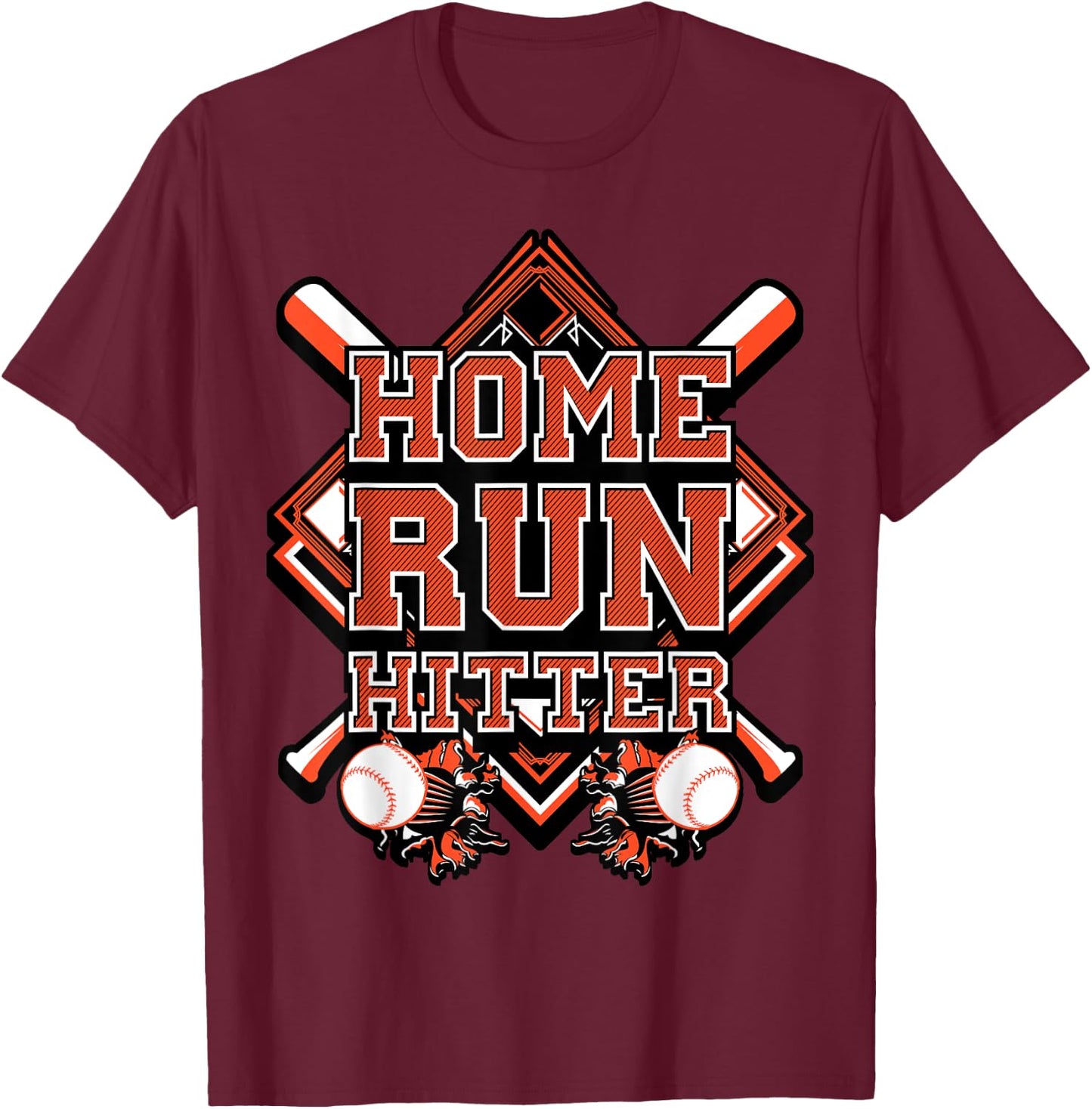 Black and orange baseball t shirt for boy men mom youth T-Shirt - T-Shirt | Maroon