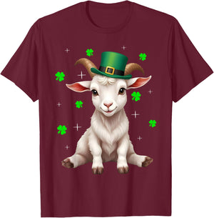 Irish Shamrock Leprechaun Hat Goat St Patrick's Day T-Shirt - T-Shirt | Maroon