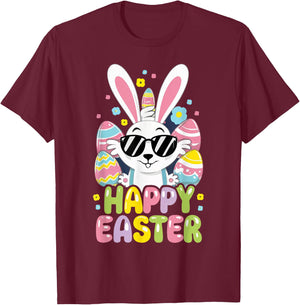 Cute Happy Easter Bunny Rabbit Face Boys Kids T-Shirt - T-Shirt | Maroon