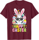 Cute Happy Easter Bunny Rabbit Face Boys Kids T-Shirt - T-Shirt | Maroon