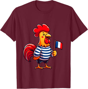 Child France Coq au Drapeau bleu blanc rouge for boy girl , white, 2 T-Shirt - T-Shirt | Maroon