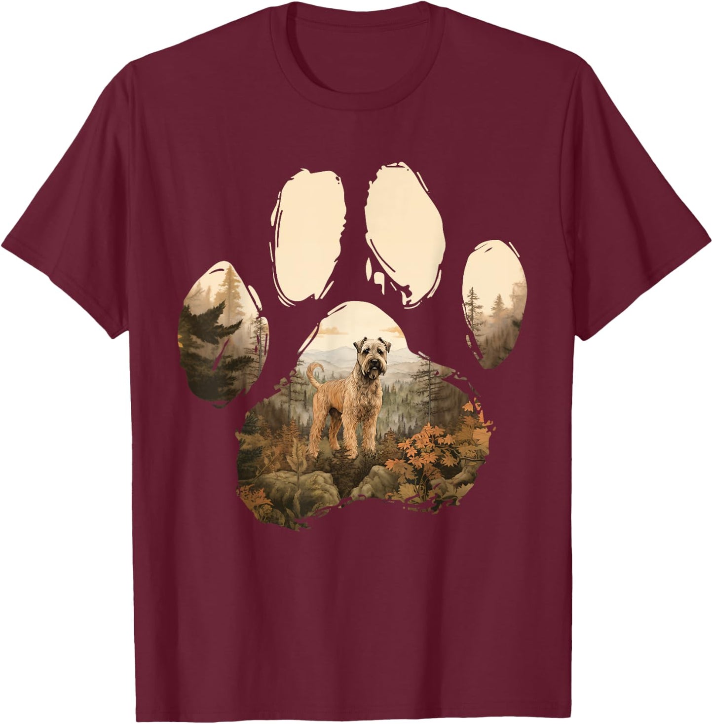 Soft Coated Wheaten Terrier Mountain Paw Design Dog Mom Dad Women Kids T-Shirt - T-Shirt | Maroon