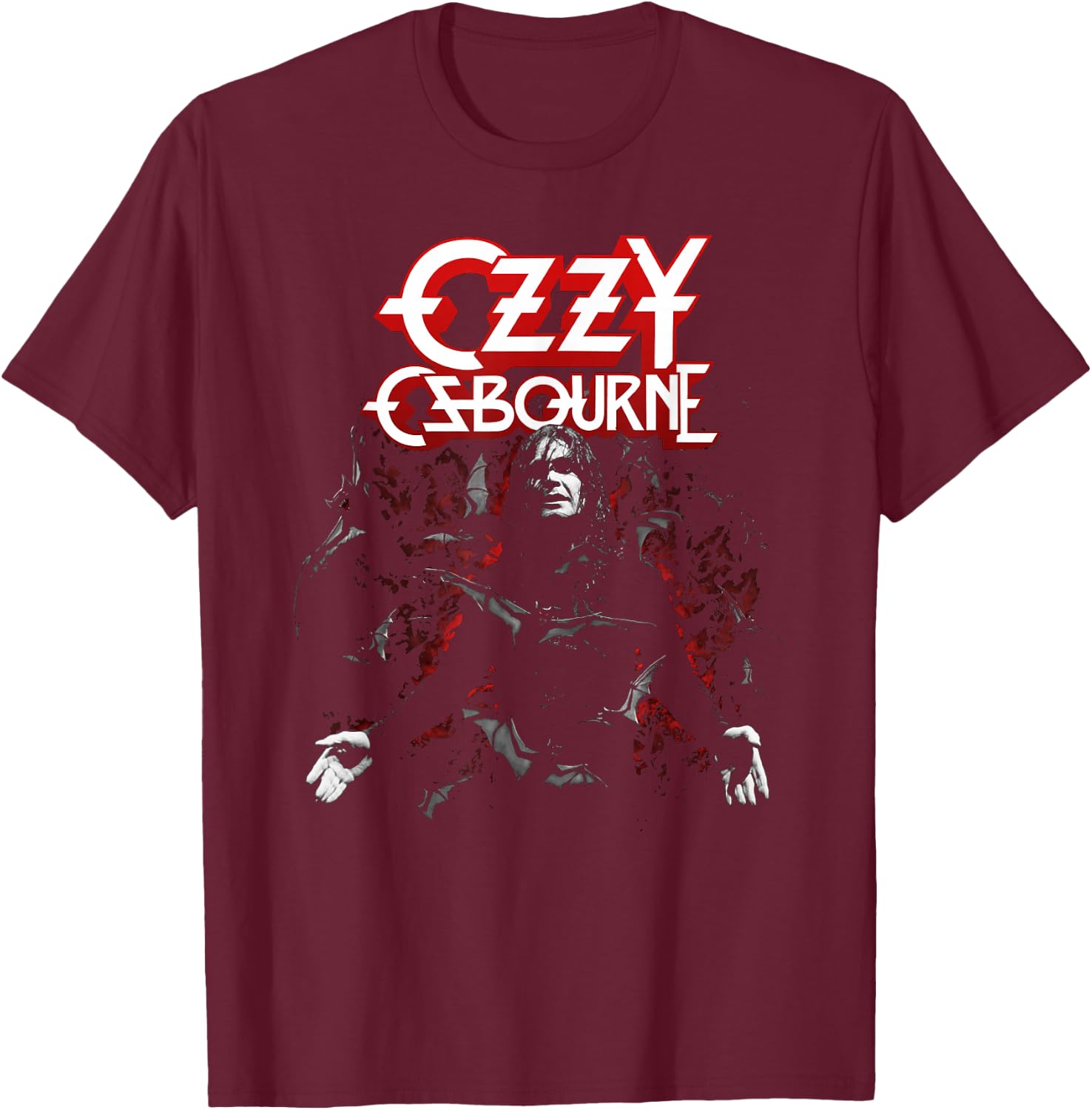 Ozzy Osbourne Ozzy with Bats T-Shirt - T-Shirt | Maroon