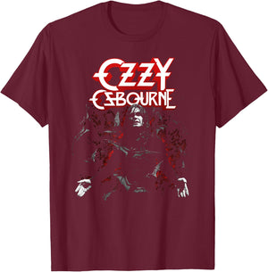 Ozzy Osbourne Ozzy with Bats T-Shirt - T-Shirt | Maroon