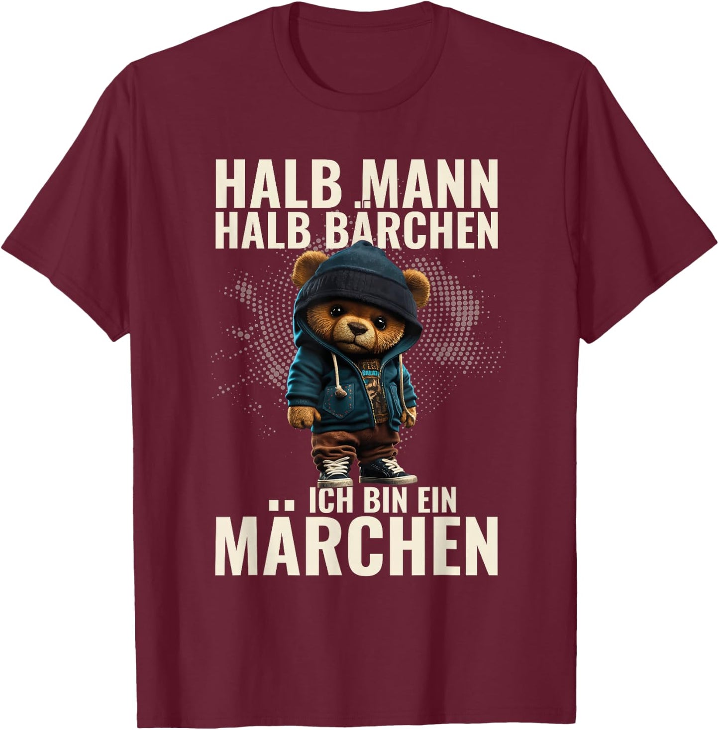 Bear Half Man Half Bear Fairy Tale Funny T-Shirt - T-Shirt | Maroon