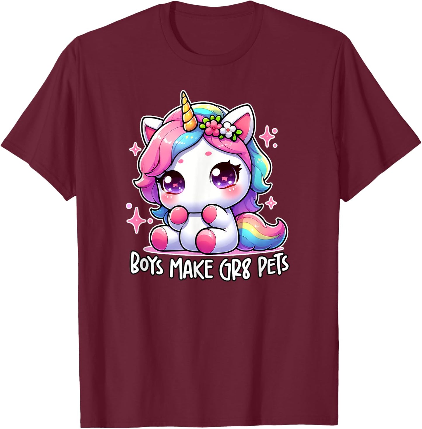 BOYS MAKE GR8 PETS Funny Cute Unicorn Feminist Gag Gift T-Shirt - T-Shirt | Maroon