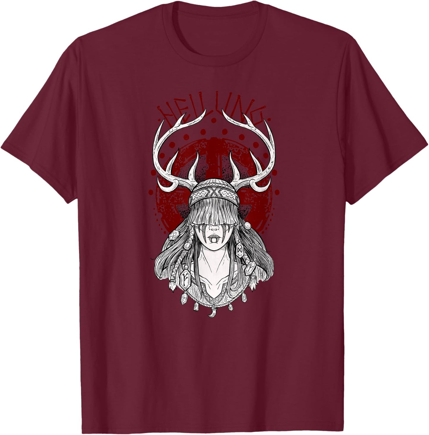 Nordic Shirt Shaman Girl Heilung , Black, S T-Shirt - T-Shirt | Maroon