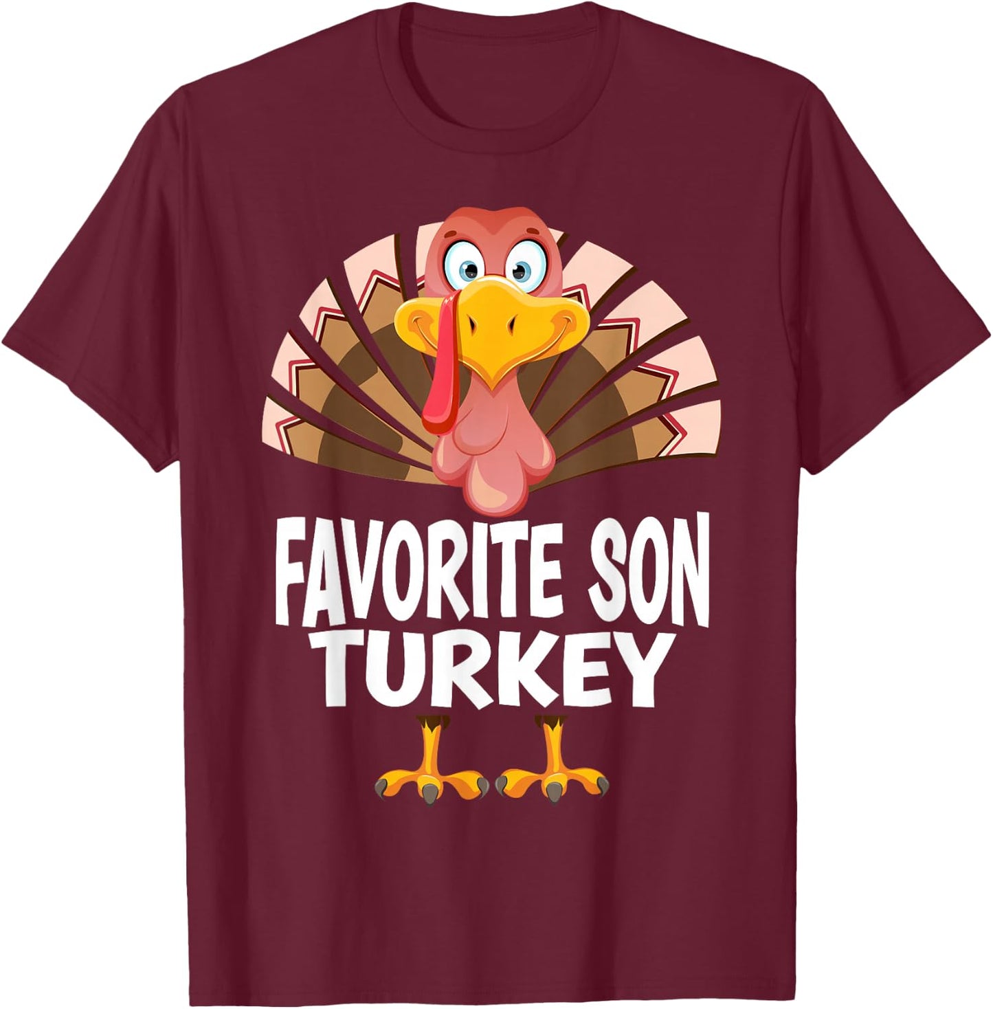99 Gifts Thanksgiving Favorite Son Turkey Matching Pajama T-Shirt - T-Shirt | Maroon