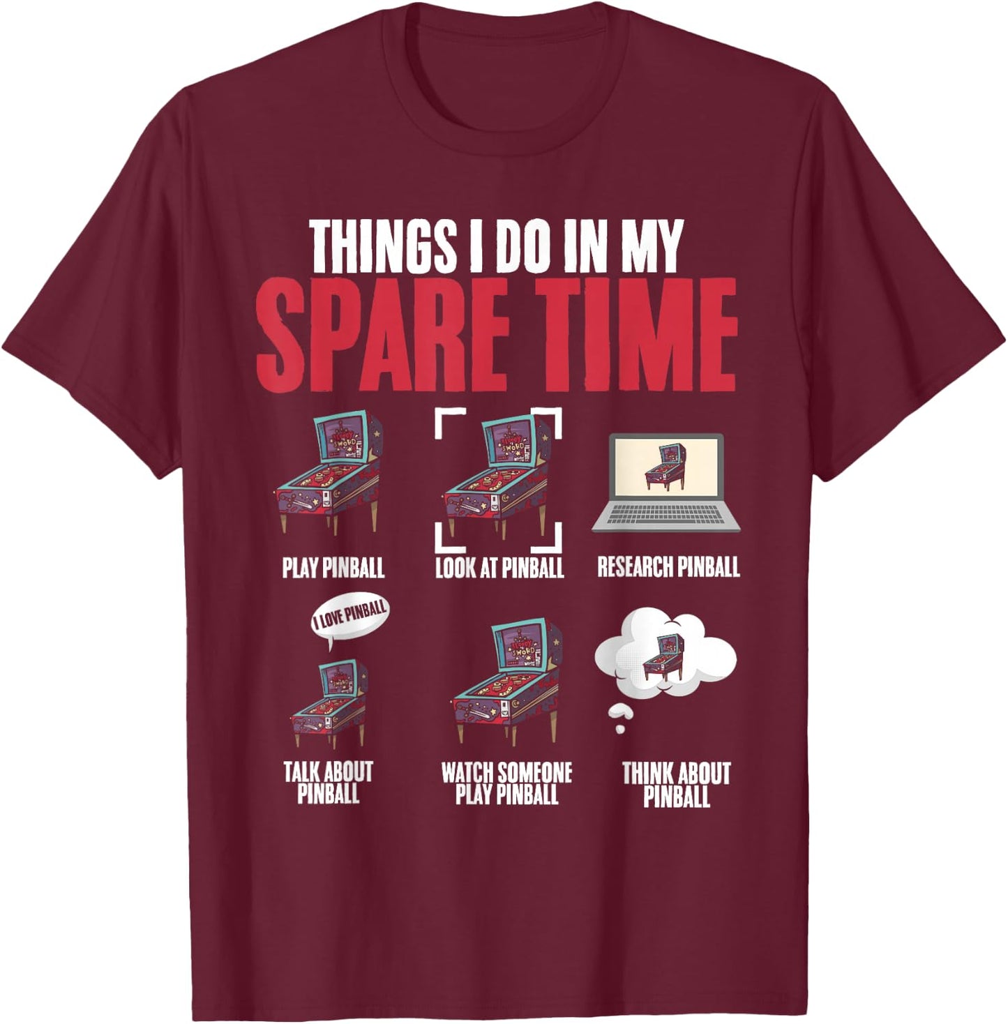 Funny Retro Pinball Arcade Machine Game Pinball Wizard Lover T-Shirt - T-Shirt | Maroon