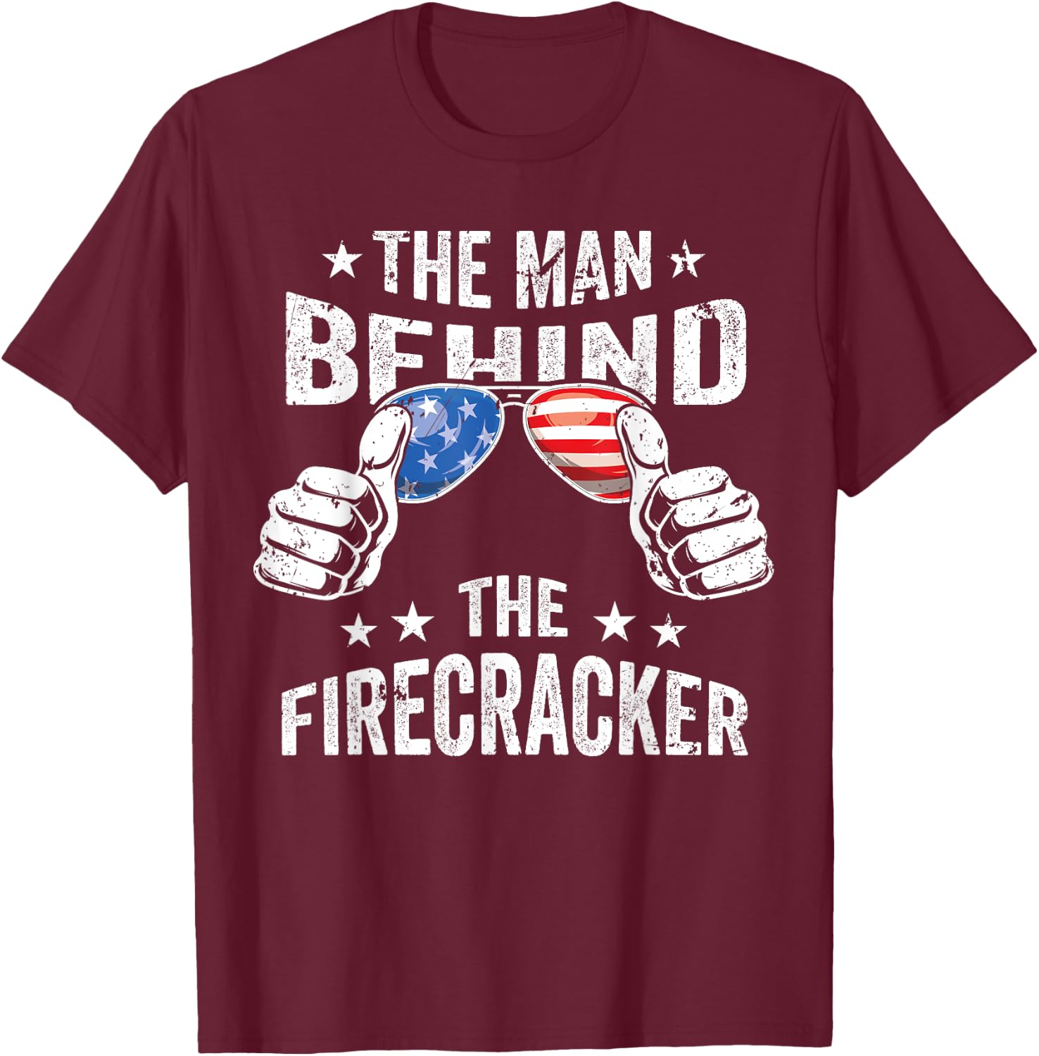 4th of July Pregnancy the Man Behind the Firecracker T-Shirt - T-Shirt | Maroon