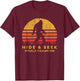 Original Retro Hide & Seek World Champ Bigfoot Sun Graphic T-Shirt - T-Shirt | Maroon