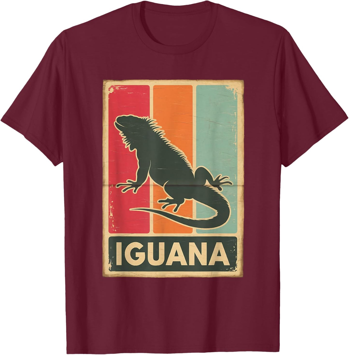 Retro Animal Lovers Vintage Iguana T-Shirt - T-Shirt | Maroon