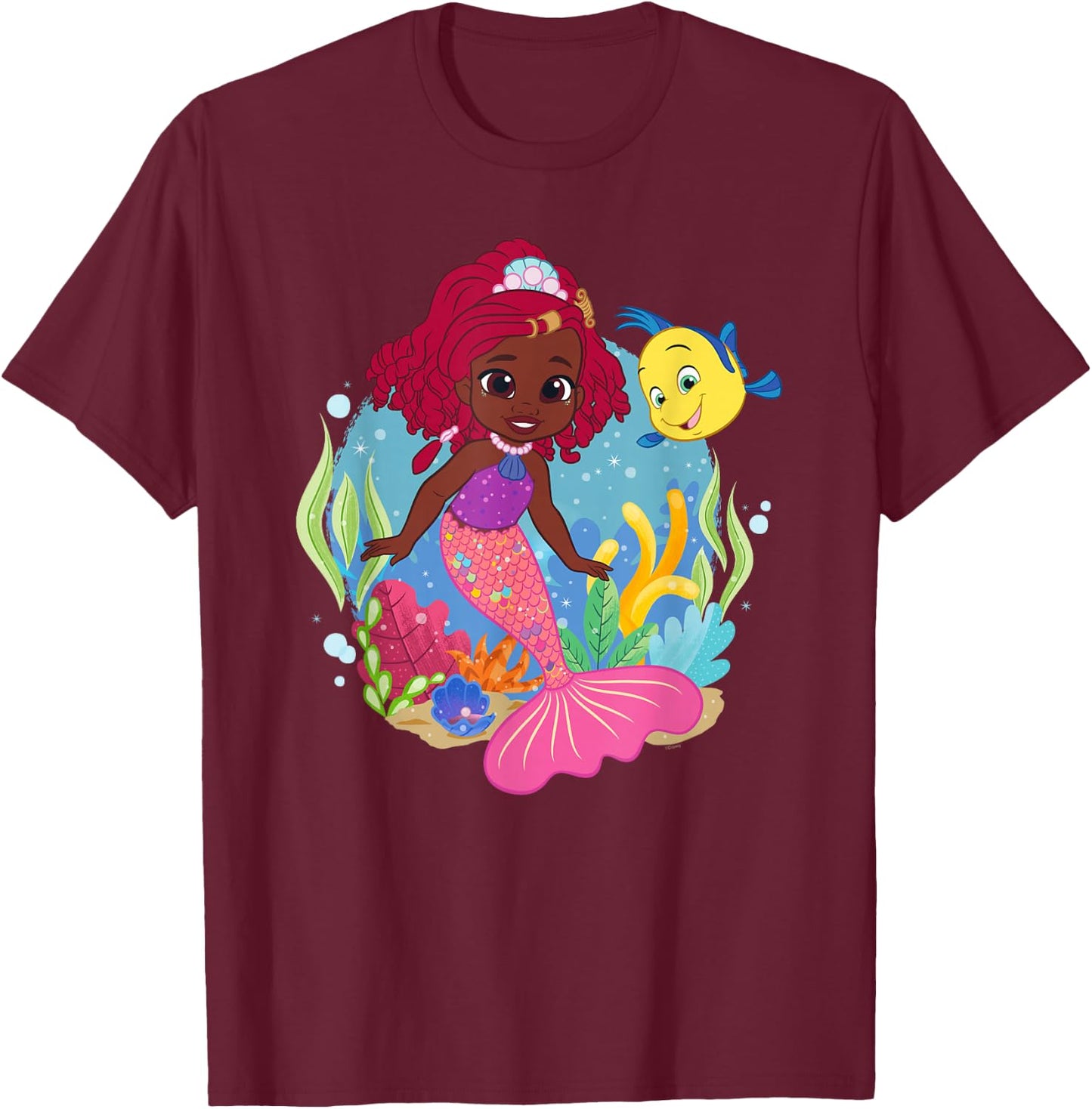 Disney Junior’s Ariel and Flounder Undersea Friends T-Shirt - T-Shirt | Maroon