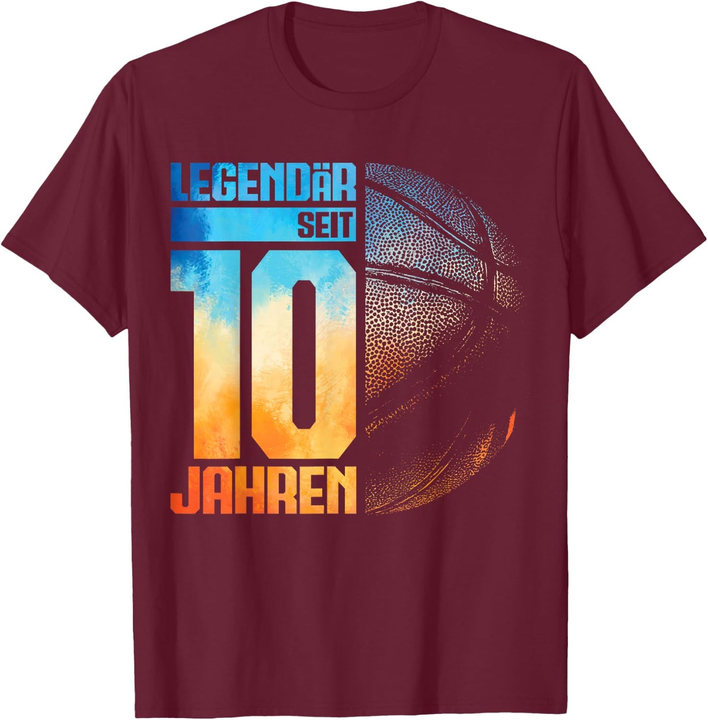 10th Birthday Retro Basketball Player 10 Years Boy Child , black T-Shirt - T-Shirt | Maroon