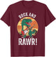 Rock and Rawr Cute T Rex Rocker Rock n Roll Trex Guitar T-Shirt - T-Shirt | Maroon