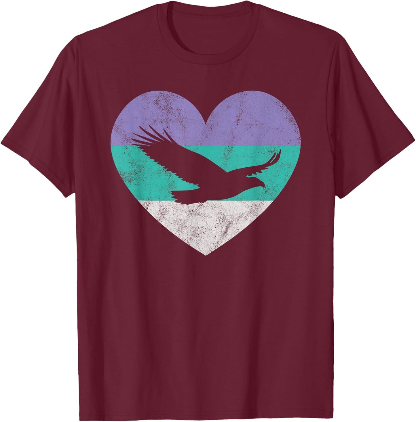 Animal Pet Shirts And Retro Vintage Gifts Women's Black Bald Eagle Heart T-Shirt - T-Shirt | Maroon