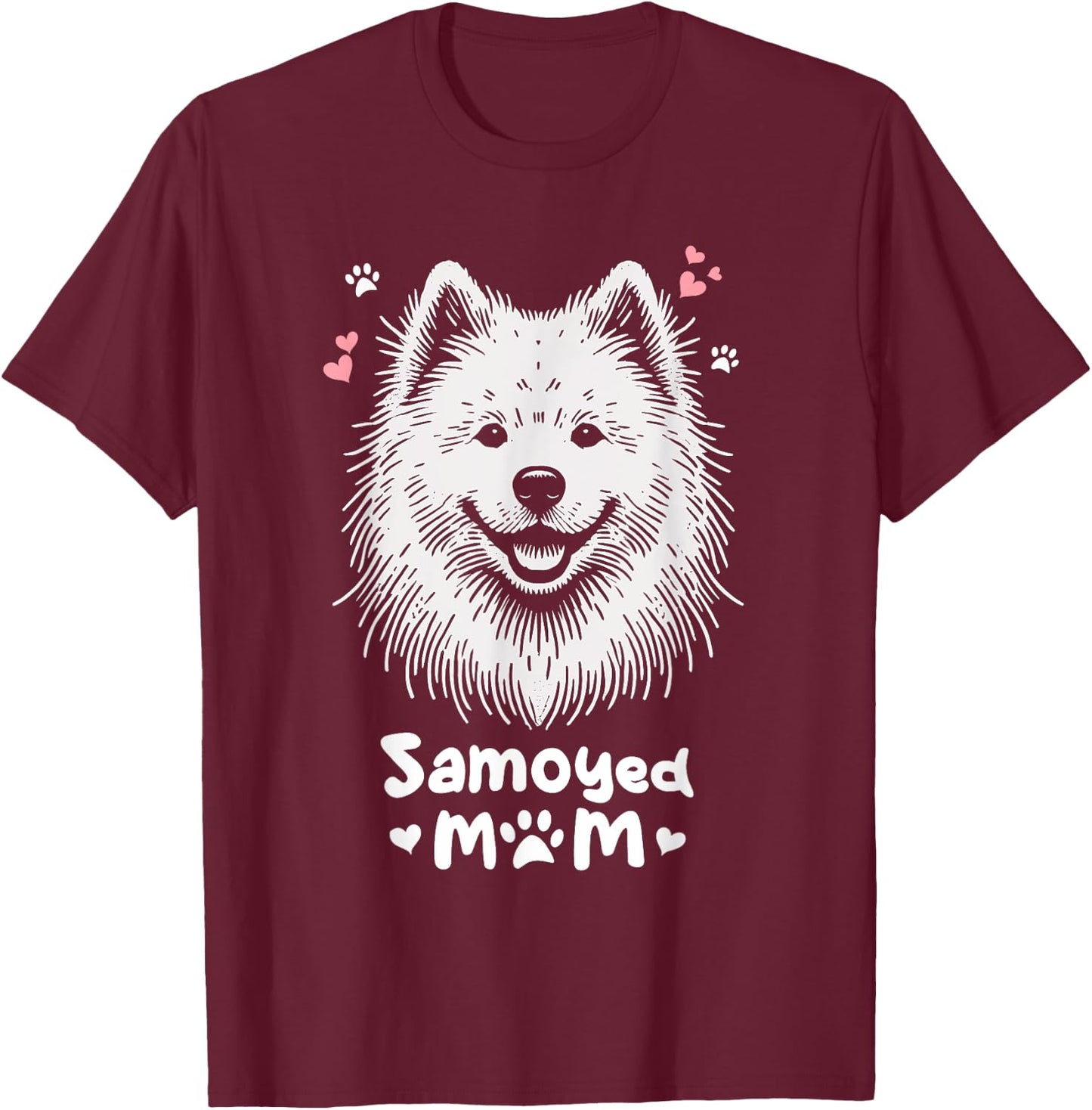Samoyed Mom Sammies Dog , Black, S T-Shirt - T-Shirt | Maroon