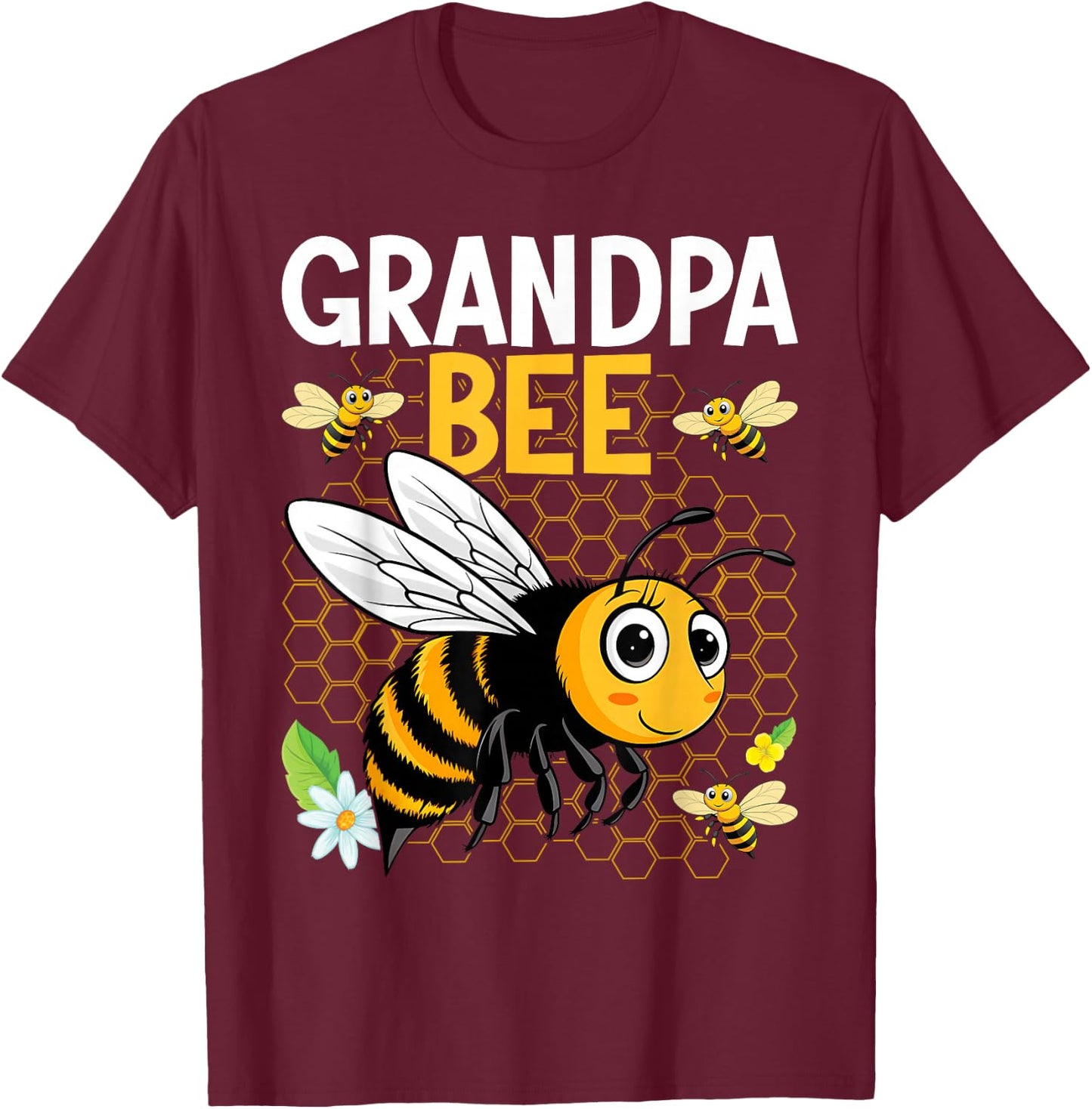 Grandpa Bee Cute Beekeeping Birthday Party Matching Family T-Shirt - T-Shirt | Maroon