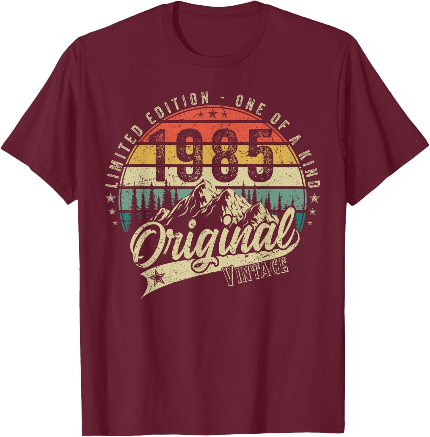 1985 Vintage Vintage Birthday Retro Men's Women's Gift , black T-Shirt - T-Shirt | Maroon