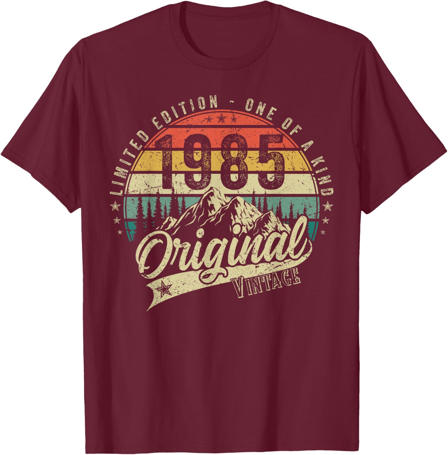 1985 Vintage Vintage Birthday Retro Men's Women's Gift , black T-Shirt - T-Shirt | Maroon