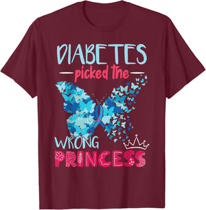 Diabetes Picked The Wrong Princess | Diabetes Awareness Girl T-Shirt - T-Shirt | Maroon