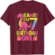 Rawr I'm 7 Birthday Girl Dinosaur T-Rex 7th Birthday Party T-Shirt - T-Shirt | Maroon