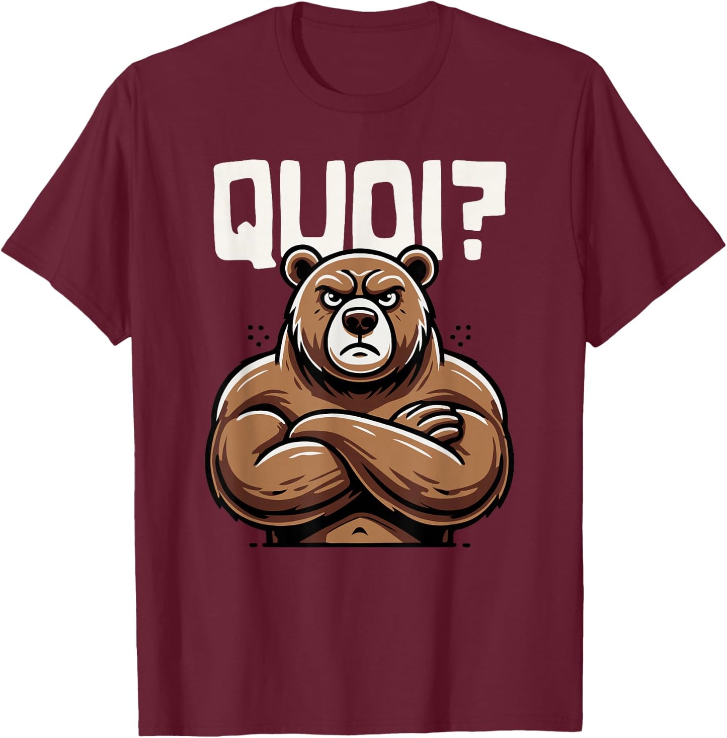 Funny Bear Woman Girl Boy Child What Bear Pattern , Black, S T-Shirt - T-Shirt | Maroon