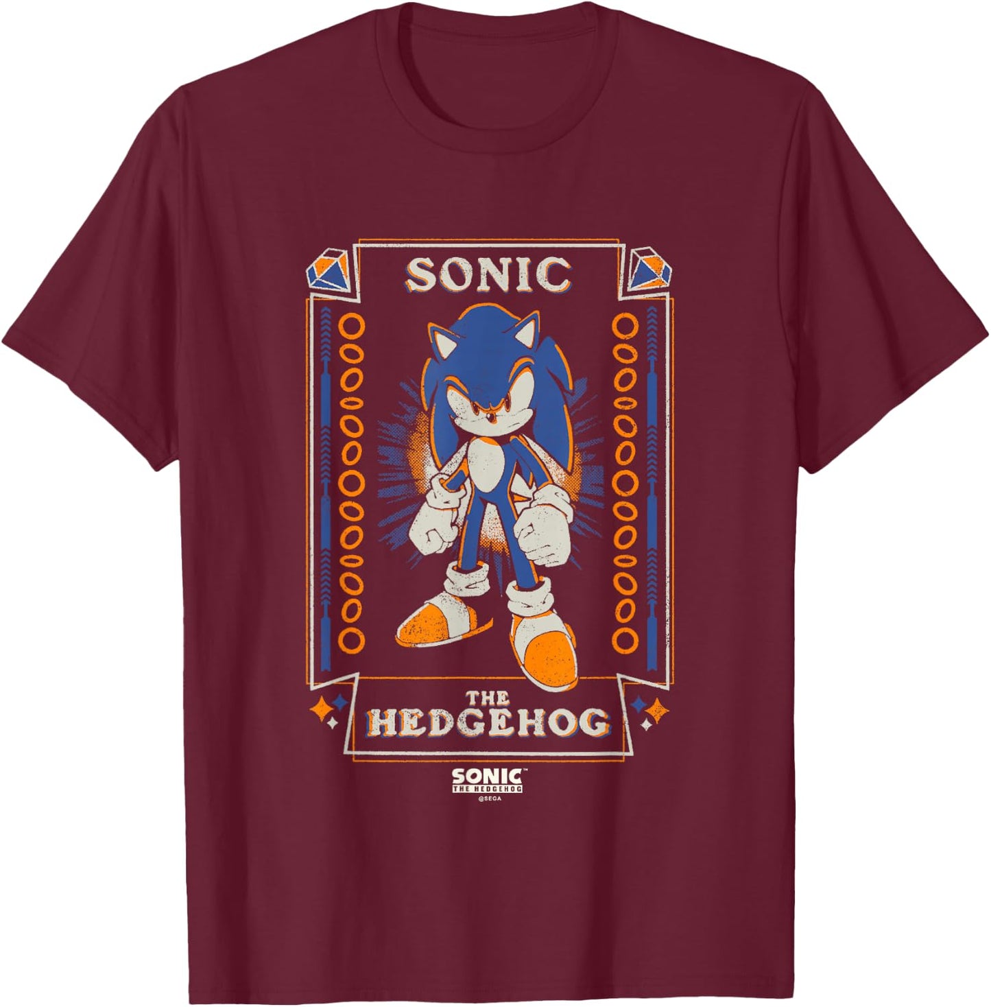 Sonic The Hedgehog Halloween Vintage Tarot Card T-Shirt - T-Shirt | Maroon