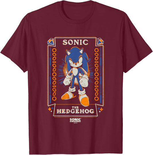 Sonic The Hedgehog Halloween Vintage Tarot Card T-Shirt - T-Shirt | Maroon