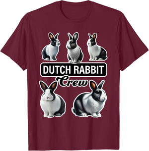 Dutch Rabbit Crew Funny Bunny T-Shirt - T-Shirt | Maroon