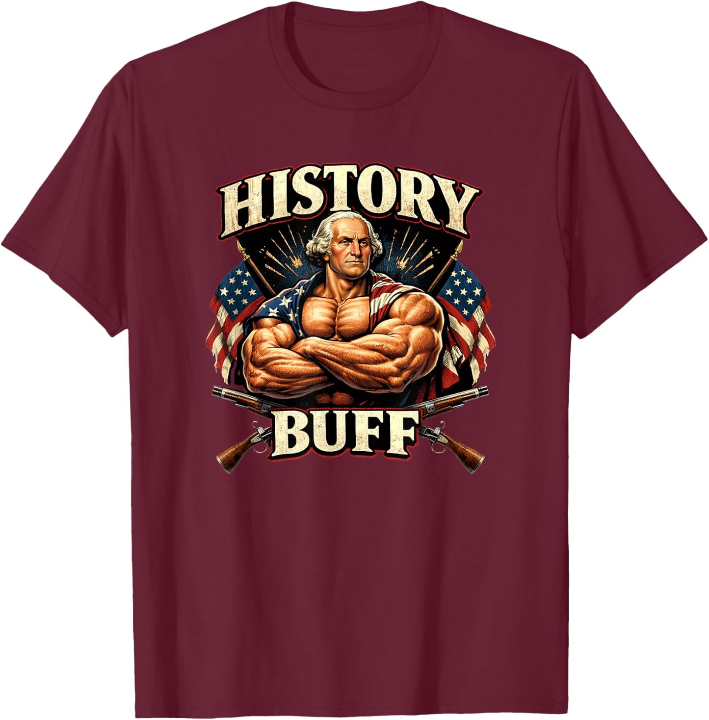 History Buff with George Washington T-Shirt - T-Shirt | Maroon