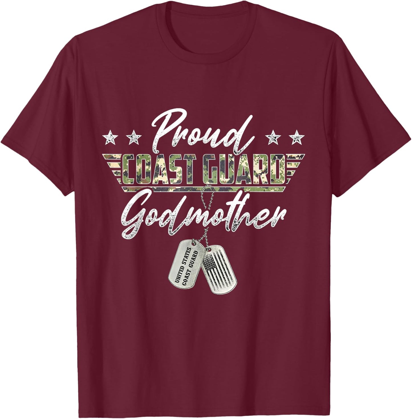 Proud Coast Guard Godmother American Military Gifts T-Shirt - T-Shirt | Maroon