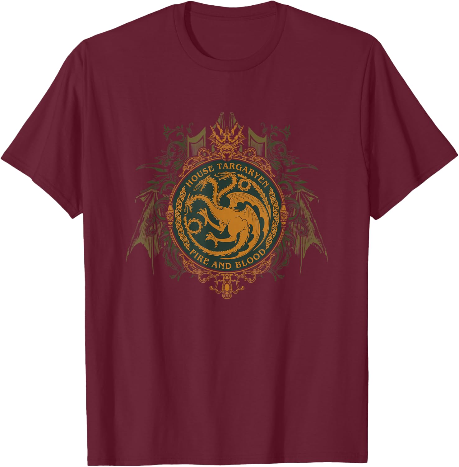 Game Of Thrones Iconic House Targaryen Fire & Blood Big Logo T-Shirt - T-Shirt | Maroon