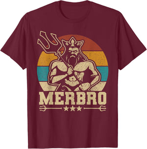 Merbro Brother Mermaid Bro Birthday Costume Party Outfit T-Shirt - T-Shirt | Maroon