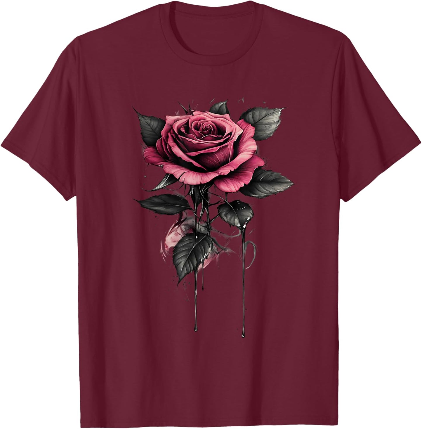 Pink Rose Flower Botanist Garden Flower Rose T-Shirt - T-Shirt | Maroon