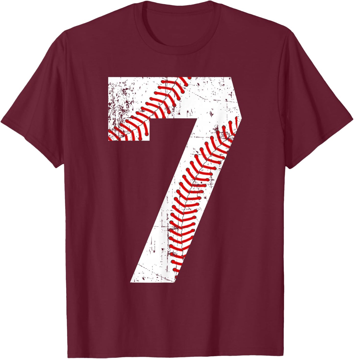 Vintage Baseball 7 Jersey Number T-Shirt - T-Shirt | Maroon