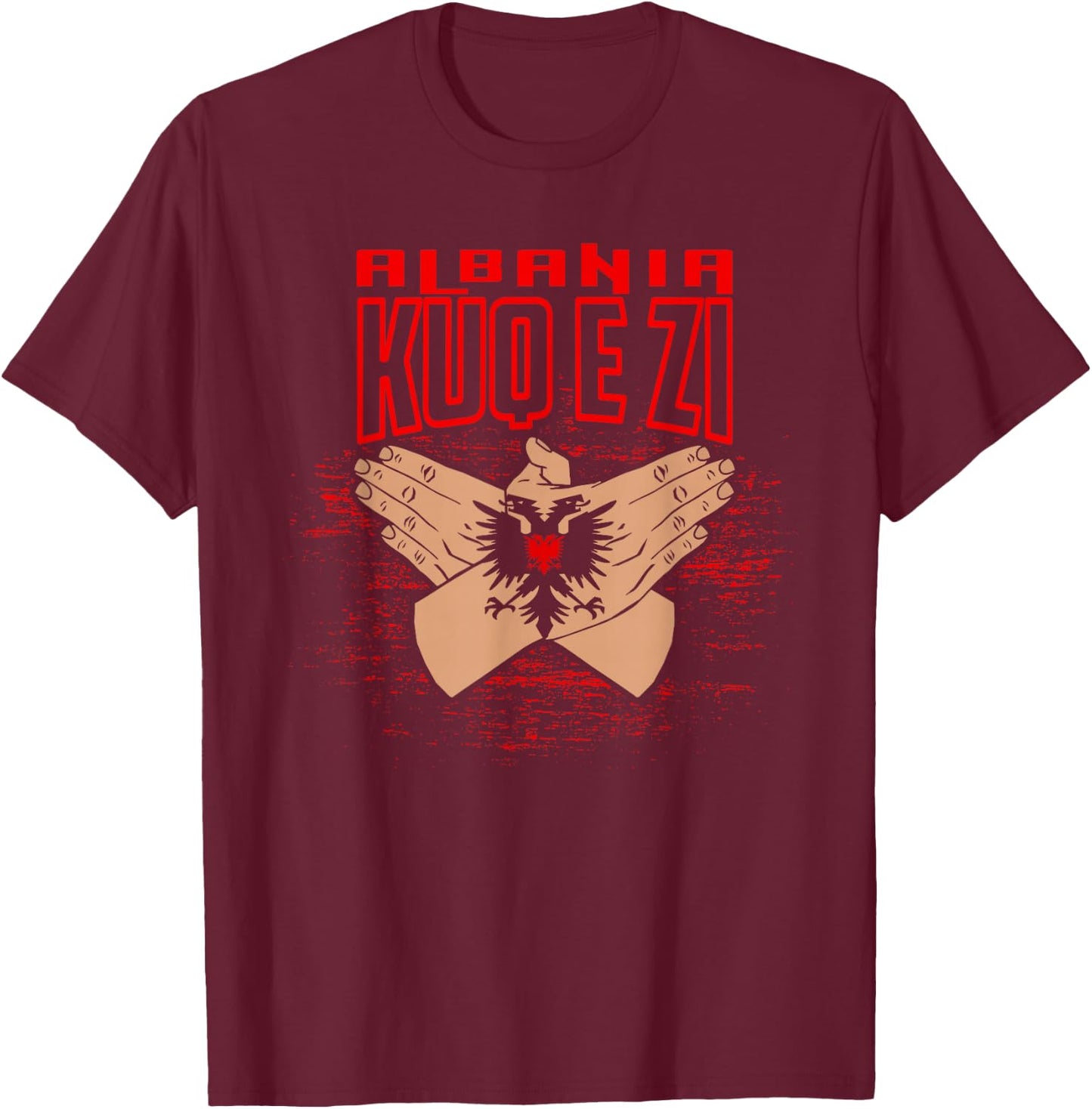 Double Eagle Hand Sign Kuq E Zi Albania T-Shirt - T-Shirt | Maroon