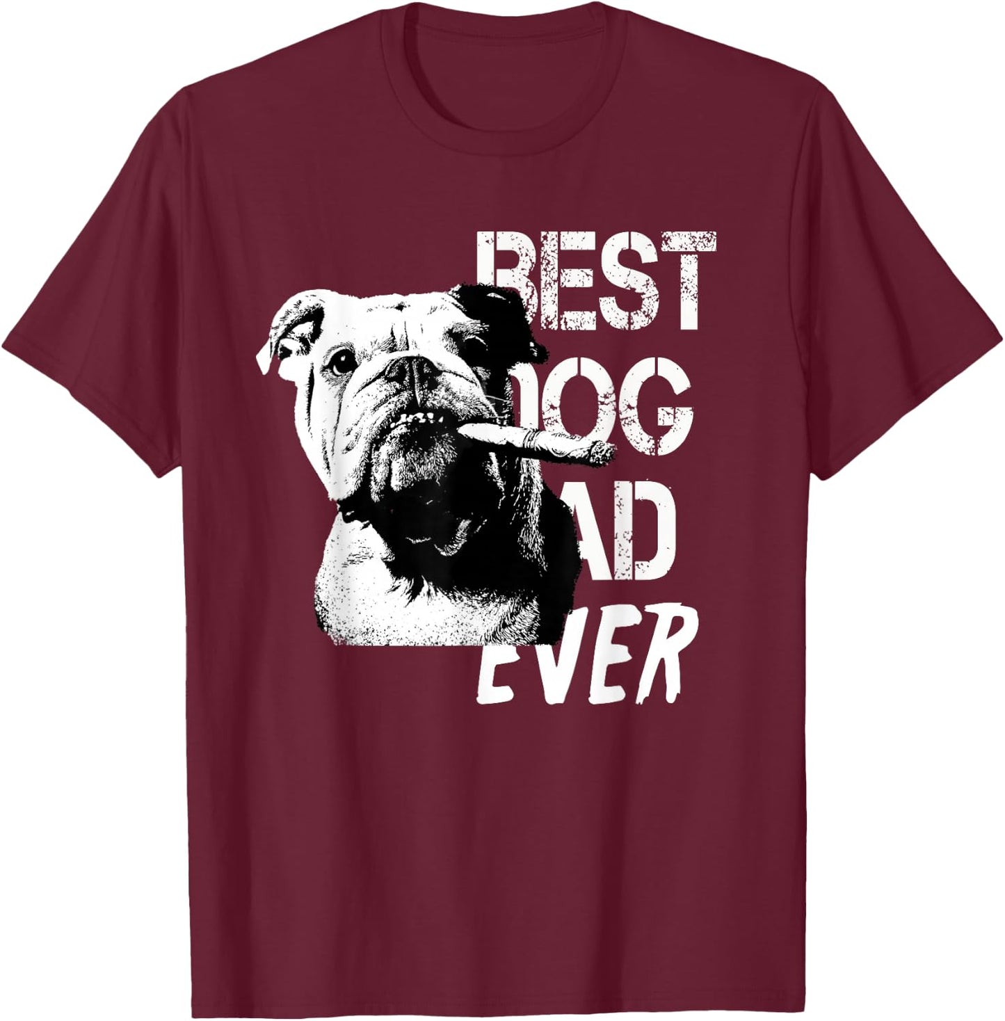 Chien de Style Vintage pour Homme Bulldog Anglais fête des pères T-Shirt - T-Shirt | Maroon