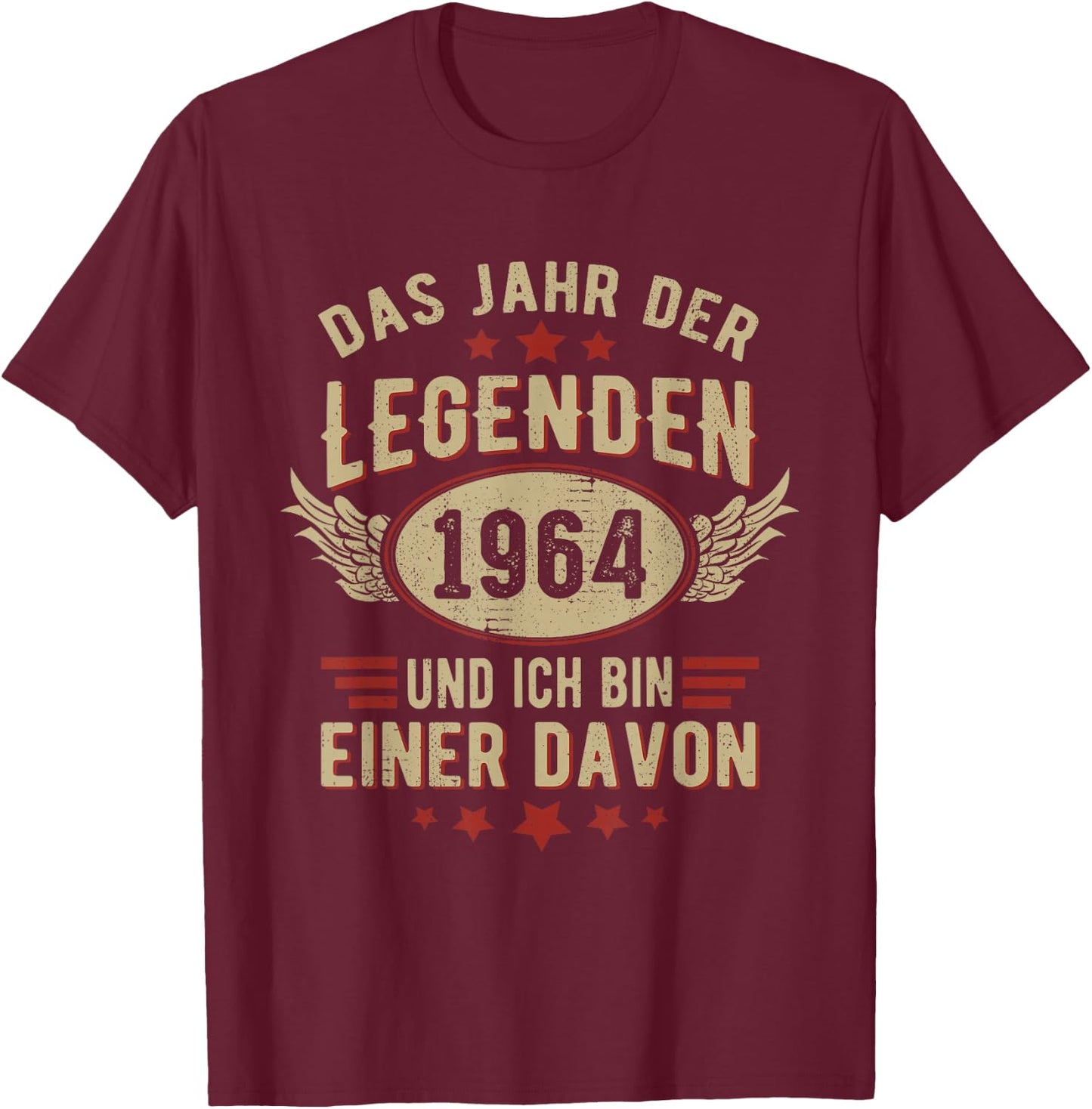 1964 Year of Legends Vintage 1964 Birthday Retro , black T-Shirt - T-Shirt | Maroon